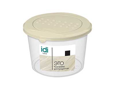 Контейнер для продуктов IDILAND Asti 0,8л круглый светло-бежевый