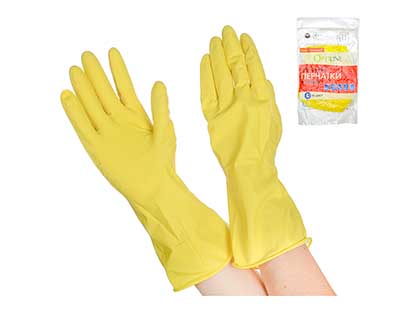 Перчатки OptiLine резиновые хозяйственные р-р М (желтые)