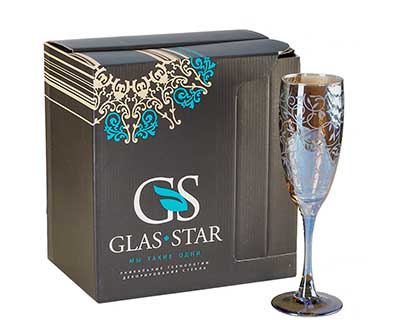 Набор бокалов для шампанского GLASSTAR Апрель лазурит 170мл 6шт