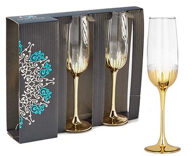 Набор бокалов для шампанского GLASSTAR Астра золото гл 175мл 3шт