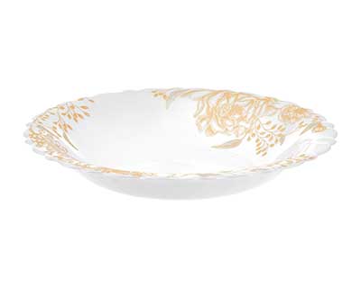 Тарелка суповая ROYAL GARDEN Gold Flowers 22,5см опал. стекло