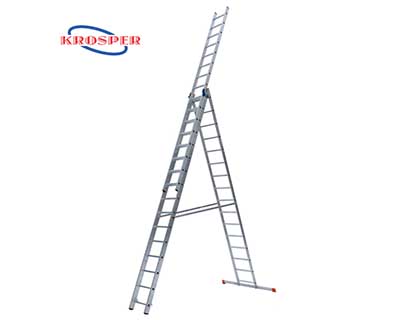Лестница алюминиевая KROSPER G345 3х16 h 4,57 х 8,00 х 11,44 м трехсекционная